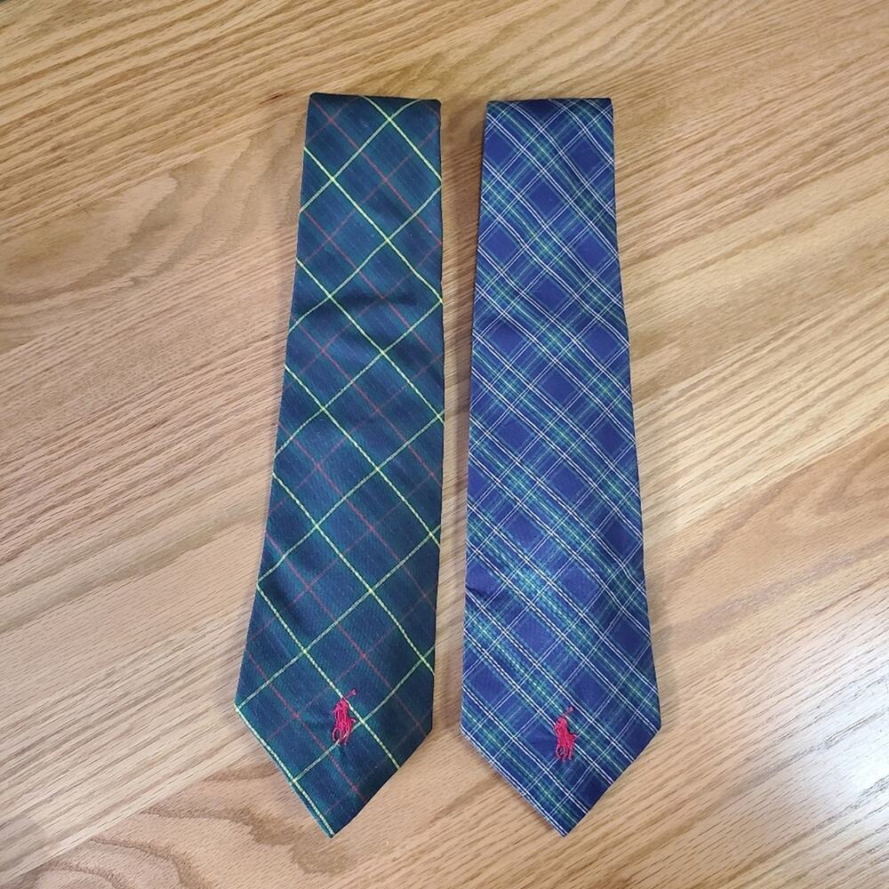 Vintage 80s Polo by Ralph Lauren Plaid Ties 100% Cotton